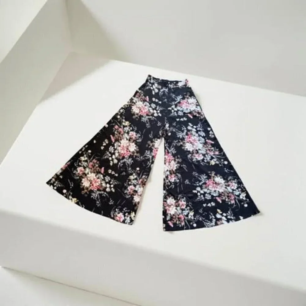 COLORFUL FLORAL WIDE LEG PANTS